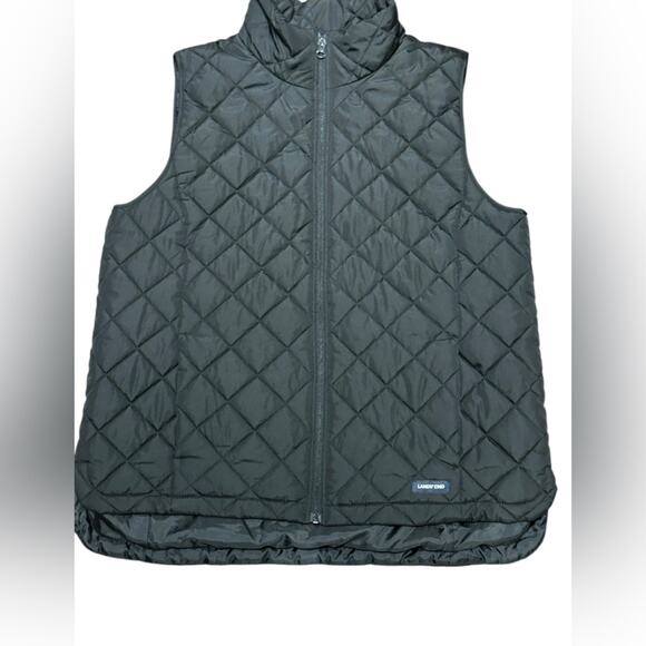 Lands' End Jackets & Blazers - Lands End Women’s Large 14/16 Black Quilted Full Zip Polyester Vest